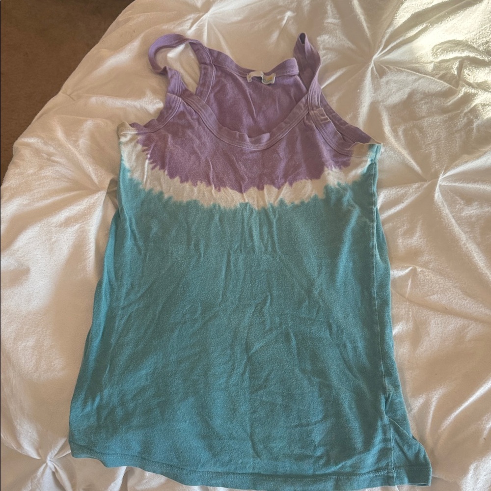 C&C California Purple and Blue Tie-Dye Tank Top